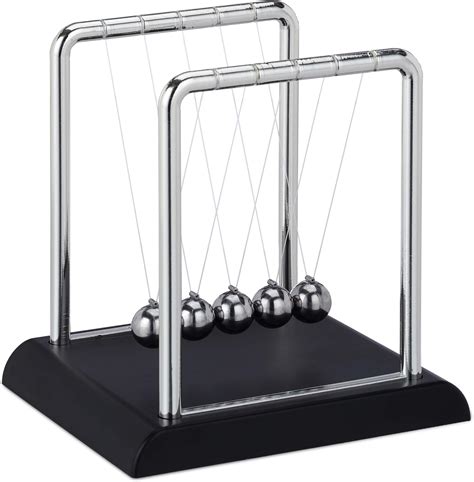 Relaxdays Newton’s Cradle, Classic Pendulum with 5 Balls, Decorative ...