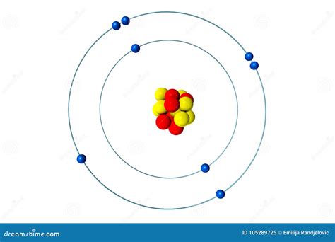 Oxygen Atom Bohr Model With Proton, Neutron And Electron Royalty-Free Cartoon | CartoonDealer ...