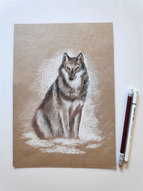 Wolf Pastel and Charcoal Drawing Original Drawing Realistic | Etsy