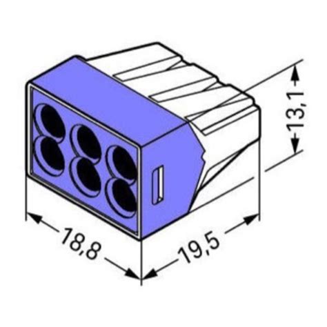 WAGO 773 Series 6 Conductor Push Wire Connector for cable up to 2.5mm2 24A Violet/Clear 50x Pieces