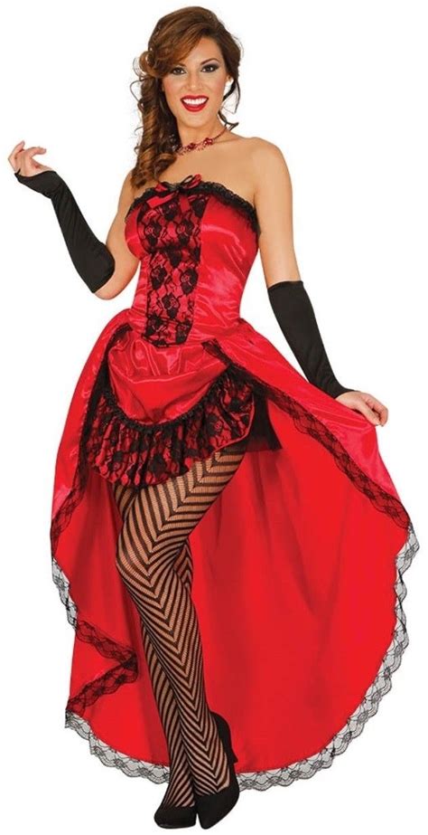 Ladies Red Wild West Showgirl Saloon Girl Burlesque Fancy Dress Costume - Papootz | Halloween ...