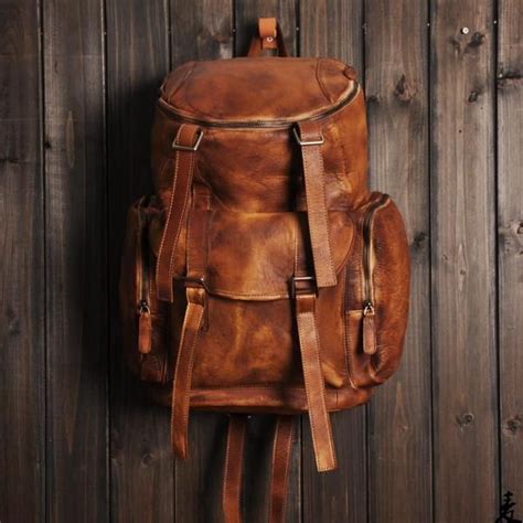 Handmade Vintage Brown Leather Backpack Casual Rucksack Travel Backpack Hiking Backpack MT06 ...