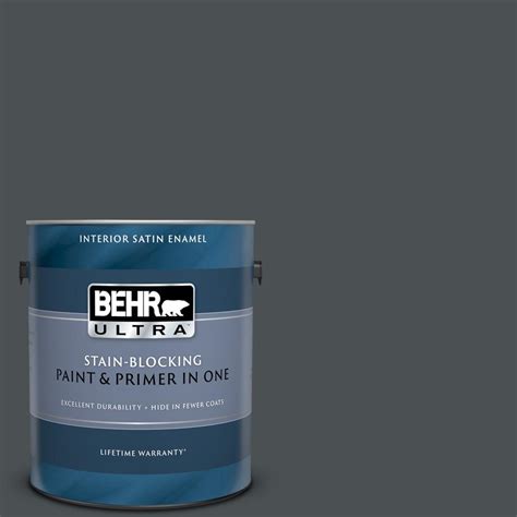 BEHR ULTRA 1 gal. #PPU18-01 Cracked Pepper Satin Enamel Interior Paint and Primer in One-775301 ...