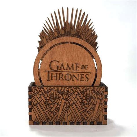 Handmade Game of Thrones Drink Coasters with an Iron Throne Holder | Gadgetsin