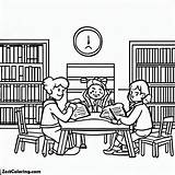 Library Is A Place For Student Study Coloring Pages  Kids sketch template