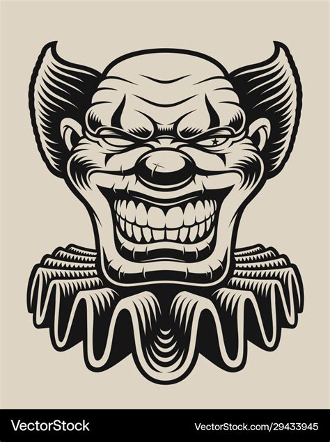 A scary clown in tattoo style Royalty Free Vector Image