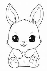 Coloring Page Outline Of Cartoon Cute Bunny Or Rabbit With  50% OFF sketch template