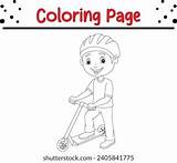 Coloring Page Boy Riding Scooter Stock Vector Royalty Free 2405841775  sketch template