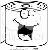 Cartoon Clipart Of A Black And White Happy Smiling Toilet Paper Roll  sketch template