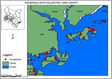 Map of Lamu county on the Kenyan coastal strip (Source: Owner, 2023 ...