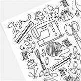 Sewing & Crafts Coloring Page Digital Printable  Etsy sketch template