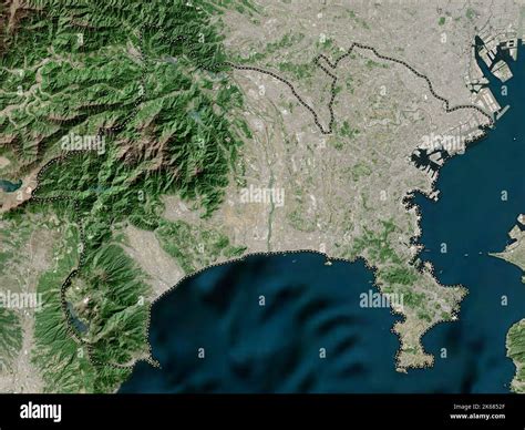 Kanagawa, prefecture of Japan. Low resolution satellite map Stock Photo ...