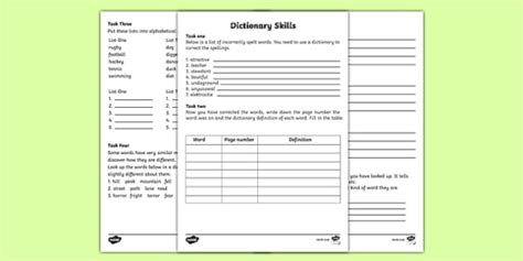 Dictionary Work - ESL Dictionary Resources (teacher made)