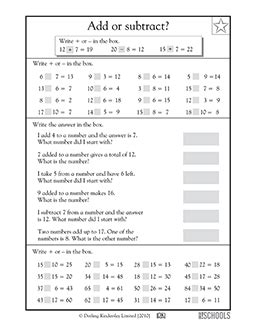 Plus or minus (up to 50) | 2nd grade, 3rd grade Math Worksheet ...