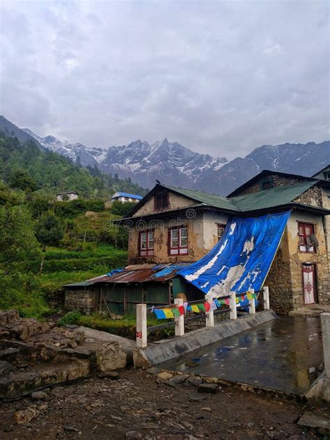 Lukla, Nepal - May 2019: Houses in Lukla during the Way Down from Everest Base Camp, Sagarmatha ...