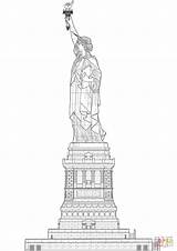 Dibujo De Estatua La Libertad En El Pedestal Vista Lateral Para  sketch template