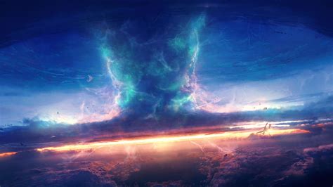 Storm, sky, clouds, spaceship, tornado, art design wallpaper | creative and fantasy | Wallpaper ...