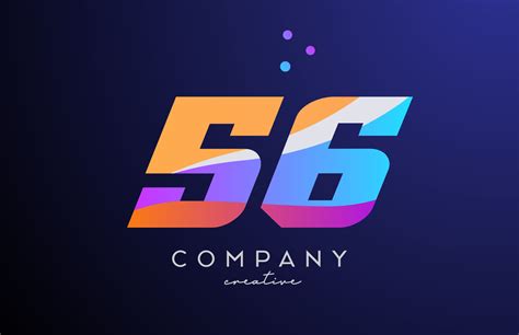 colored number 56 logo icon with dots. Yellow blue pink template design for a company and ...