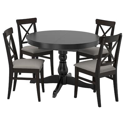 INGATORP / INGOLF table and 4 chairs, black/Nolhaga gray/beige, 431/4/61" - IKEA