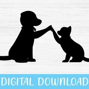 Cat and Dog Silhouettes Svg, Cat Svg Dog Svg Digital Download, Dog and Cat Png Clipart, Dog Cat ...