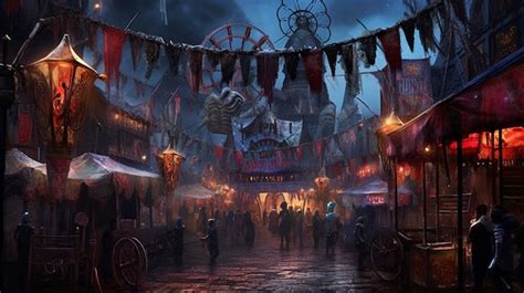 Premium AI Image | A haunted carnival with evil games and rides