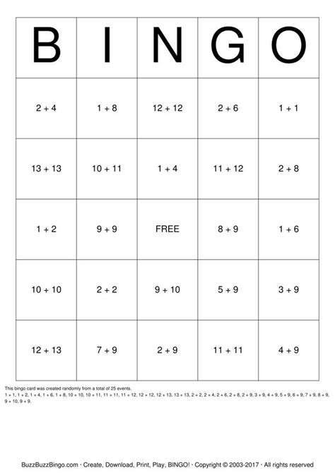 Math Bingo Cards to Download, Print and Customize!