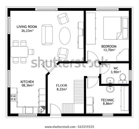 Technical Drawing Home Floor Plan Stock Illustration 563319235 ...