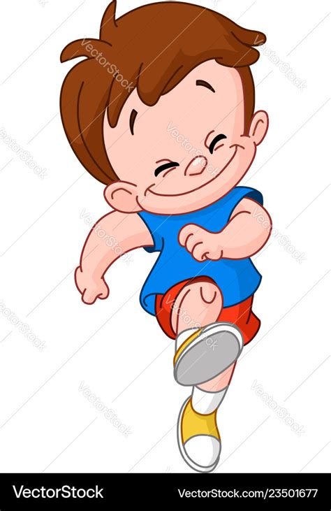 Running skipping kid Royalty Free Vector Image