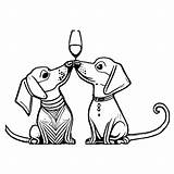 Wiener Dogs Drinking Wine Coloring Page · Creative Fabrica sketch template
