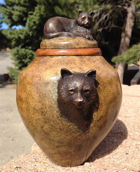 Cat Urn - limited edition bronze cat urn sculpture by George Walbye