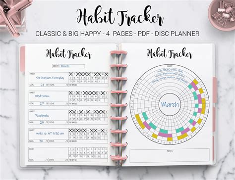 Habit Tracker Circular Habit Tracker Monthly Yearly Habit - Etsy Australia