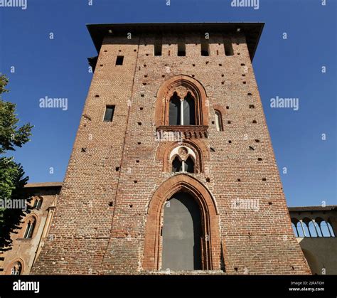 Lateral tower in Sforza castle in Vigevano, Lombardy, Italy Stock Photo ...