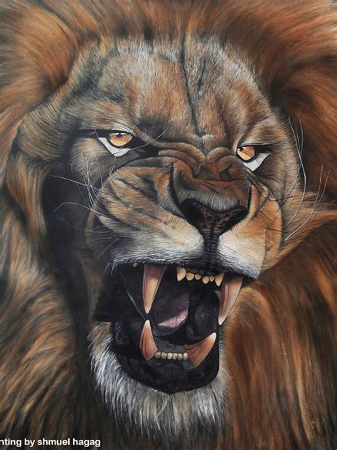 Lion roar oil painting print on canvas by PaintingsByShmuel