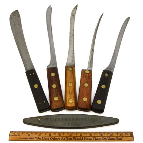 Vintage KITCHEN-CHEF-BUTCHER KNIFE Lot of 5 Knives + SHARPENING STONE! – Get A Grip & More