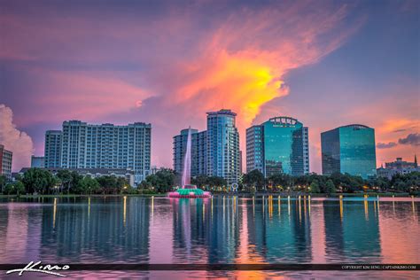 Orlando Lake Eola Florida Water Fountain Buidlings | HDR Photography by ...