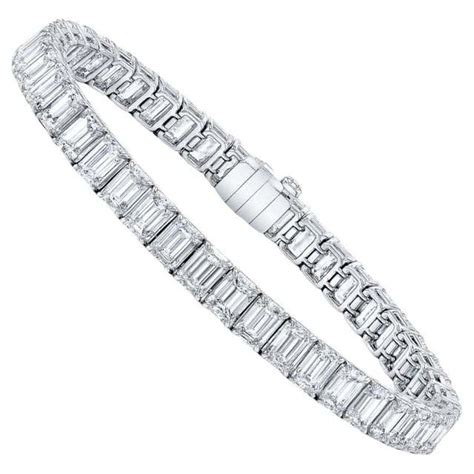 GIA Certified 54.52 Carat Emerald Cut Diamond and Platinum Tennis Bracelet For Sale at 1stDibs ...