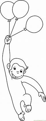 Curious George With Balloons Coloring Page For Kids  Free sketch template