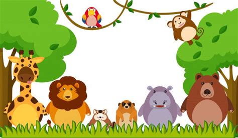 Free Vector | Background template with wild animals in park | Animals ...