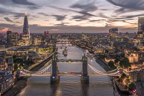 London Tower Bridge Aerial Print Taken During Twilight Print - OctoVision Media's Hull From Above