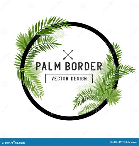 Tropical Palm Leaf Border Vector Stock Vector - Illustration of hand ...