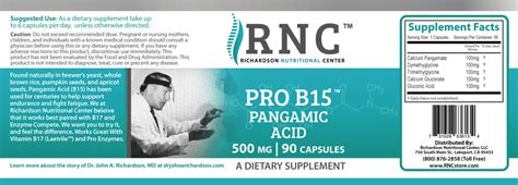 Buy Pangamic Acid 500mg capsules - B15 supplement | RNC Store ...