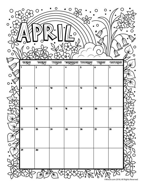 Blank April Calendar Printable