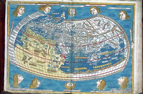 Medieval World Map based on Cosmographia of Claudius Ptolemy Painting ...