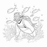 Snorkeling coloring Page – Coloring Corner sketch template