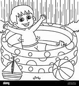 Boy In Swimming Pool Summer Coloring Page Stock Vector Image & Art  Alamy sketch template