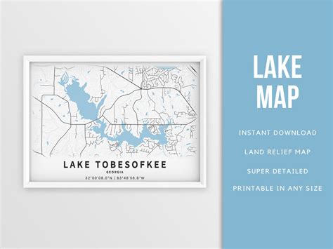 Printable Map of Lake Tobesofkee Georgia United States - Etsy