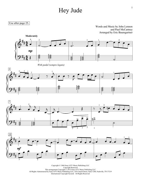 Hey Jude sheet music by The Beatles (Easy Piano – 158547)