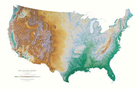 United States Topographic Wall Map by Raven Maps, 37" x 58"