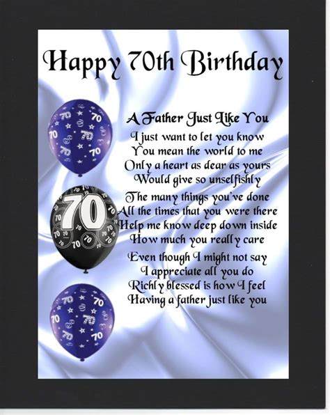 Personalised Mounted Poem Print - " 70th Birthday" - Father Poem | 70th ...