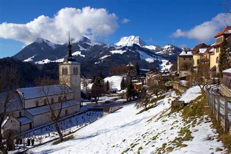 Swiss Village stock image. Image of snow, accommodation - 51980191